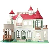Calico Critters - Red Roof Home - Riverside Manor Dollhouse | Castle-inspired home with terraces and garden stream, staircase becomes a slide for fun play &amp; endless stories, Ages 3+