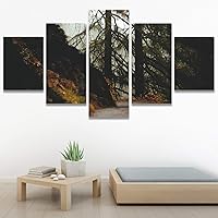 SIGNWIN 5 Panel Canvas Wall Art Green Forest for Home Decorations Ready to Hang - 60