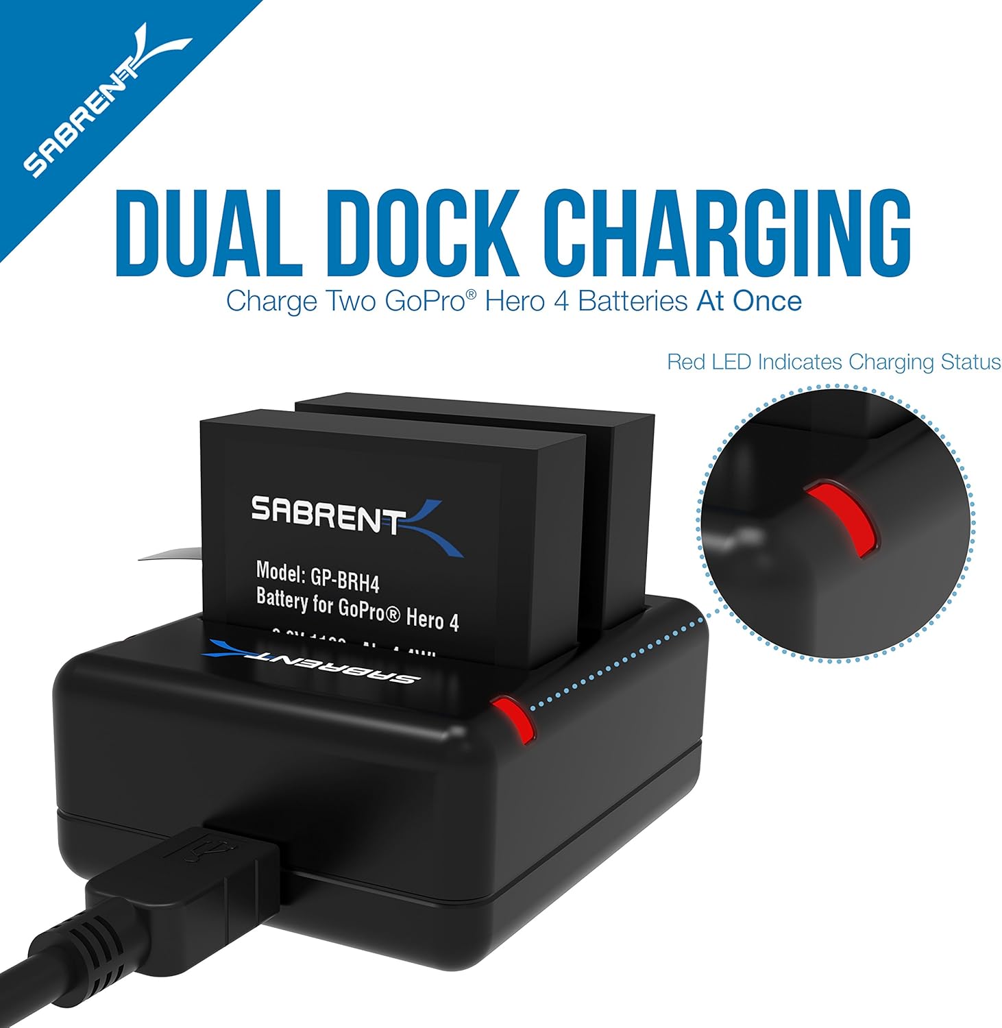 Sabrent 2 Pack Battery Set with Dual Battery Charger for GoPro HERO4 [AHDBT-401, AHBBP-401] (GP-KTH4): Computers & Accessories