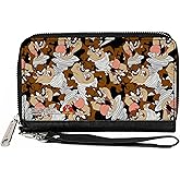Buckle-Down Looney Tunes Wallet, Zip Around, Tasmanian Devil Vortex Poses Scattered Black, Vegan Leather