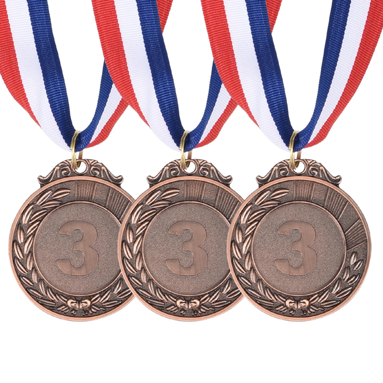 PATIKIL Bronze Award Medals 2 Inch, 3 Pieces Winner Award Medals 3rd Place Gold Prize Style with Neck Ribbon for Games Sports Competitions