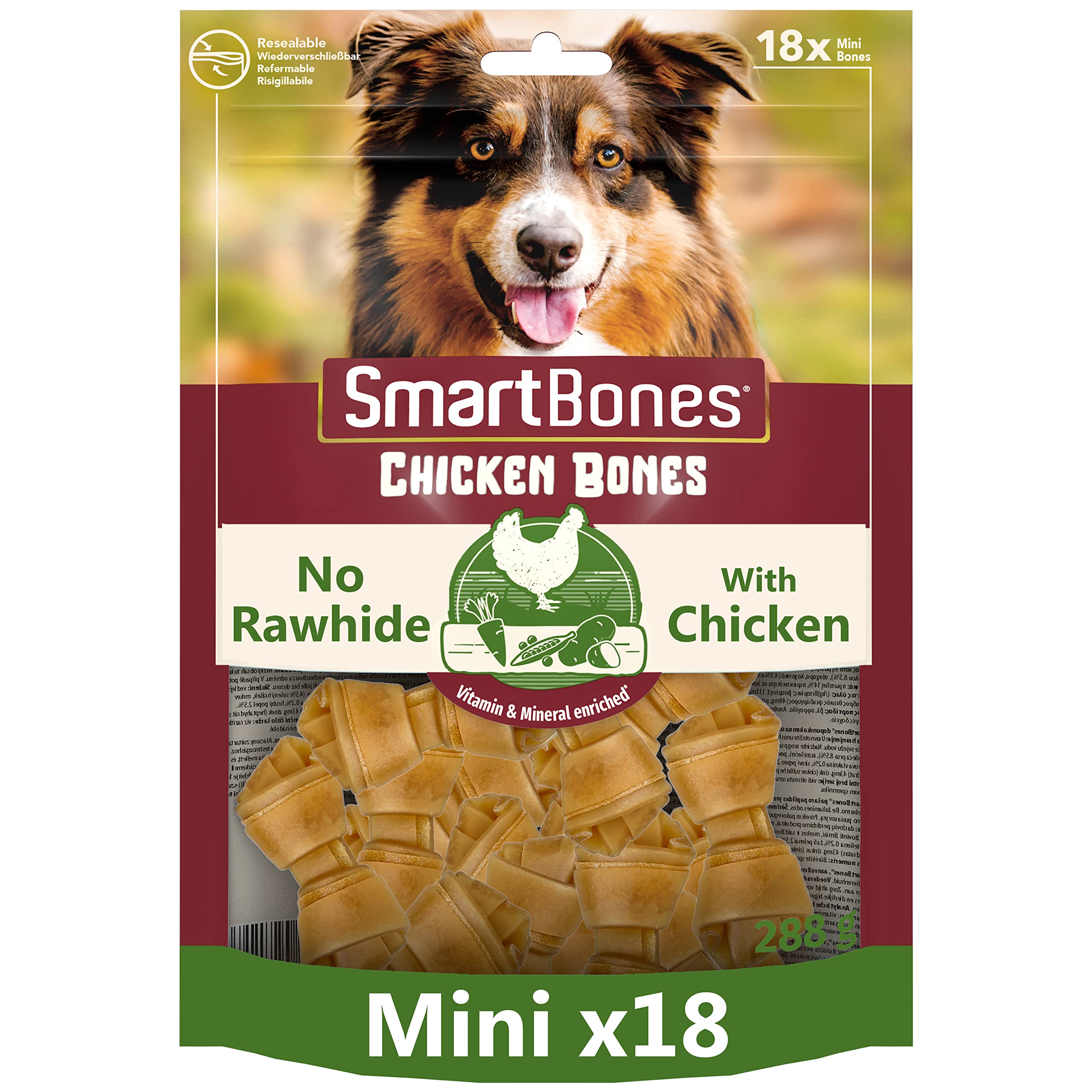 Smartbones 18 Mini Chicken Bones Rawhide Free Chew Dog Treats
