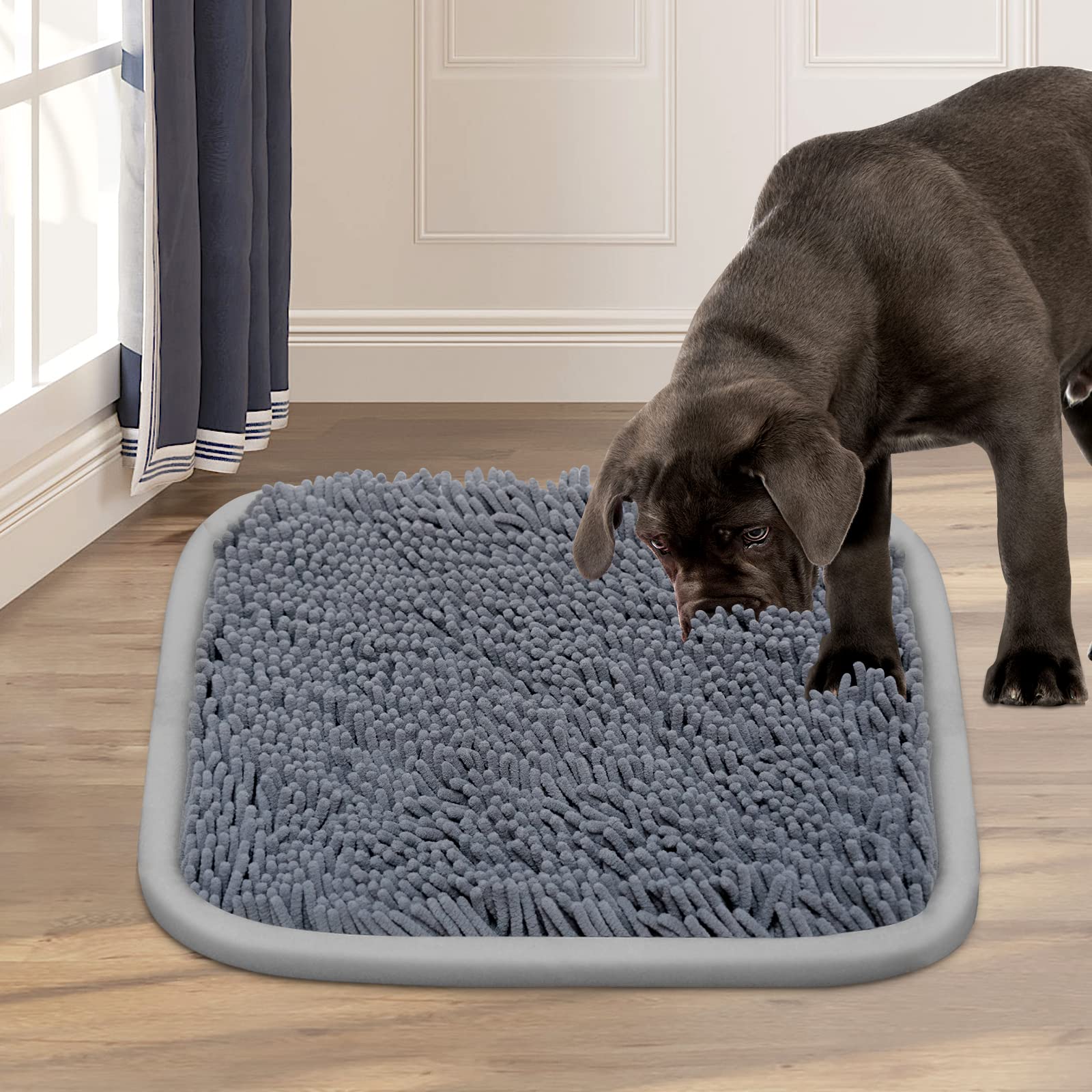 Bakumon Snuffle Mat for Dogs Treat Dispenser,Dog Interactive Sniff Foraging Mats for Pet Relieve Stress and Boredom,Machine Washable,Non-slip,Durable(21''x 16'' (Grey)