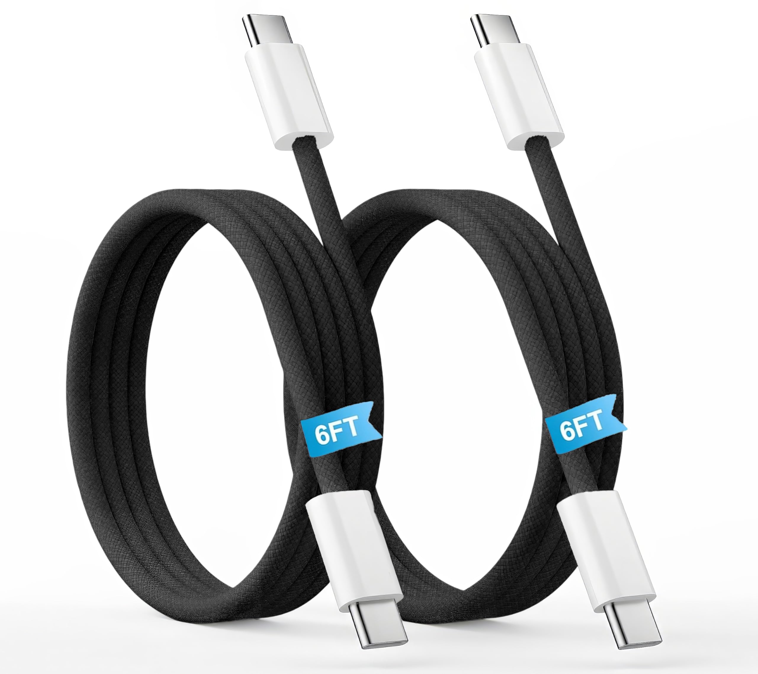 Photo 1 of ?2-Pack 6.6FT? USB C to USB C Fast Charging Cable, Braided Type-C Cord for iPhone 15/16/Pro/Max, iPad Pro/Air/Mini, MacBook, Galaxy S24/S23/S22, Pixel 7/6-60W PD Durable Charger Cable, Black