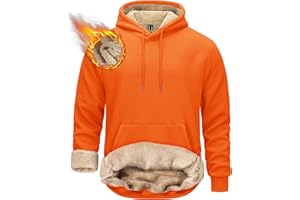 TACVASEN Men's Pullover Hoodie Thick Sherpa Lined Kangaroo Pocket Winter Windproof Warm Fleece Hoodie Athletic Sweatshirts