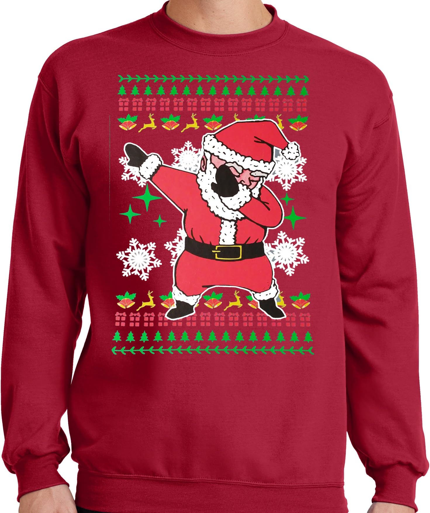 LiberTEES Big and Tall King Size Ugly Dabbing Santa Christmas Sweater (3XLT, Red)