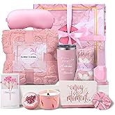Birthday Gifts for Women Pink Relaxing Spa Gift Baskets Self Care Gift Get Well Soon Gifts Set, Mothers Day Gifts for Mom, w/ Luxury Blanket INSPEAUTY