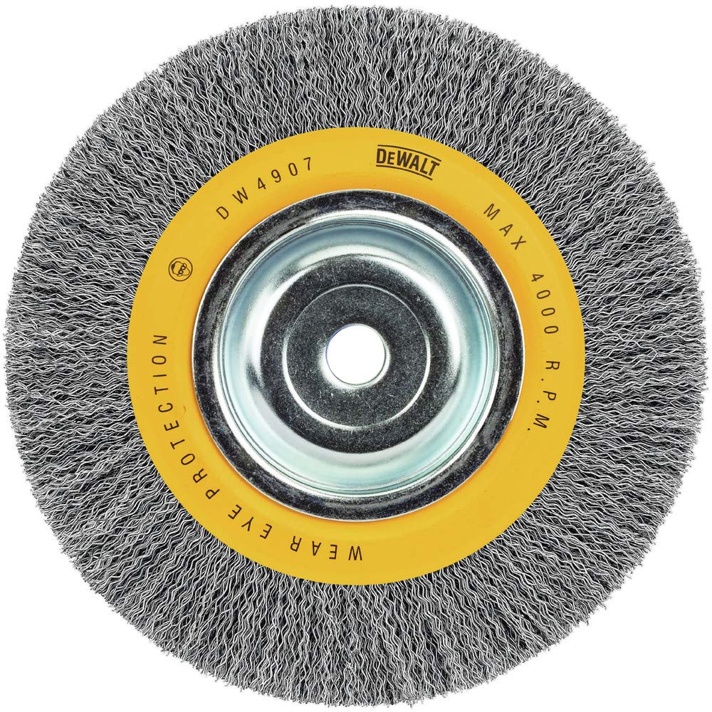 DEWALT Wire Wheel, 8-Inch, Crimped, 5/8-Inch Arbor, Wide Face, 014-Inch (DW4907)