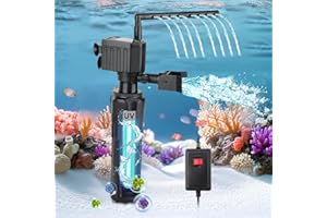 hygger Aquarium U-V Filter for 10-40 Gallon Tank, Submersible 12W Pump Filter for Green Water and Algae Clean, Internal Fish 