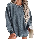 Jokeluck Women's Casual Corduroy Sweatshirts 2025 - Comfortable Long Sleeve Crewneck Pullovers for Fall and Winter