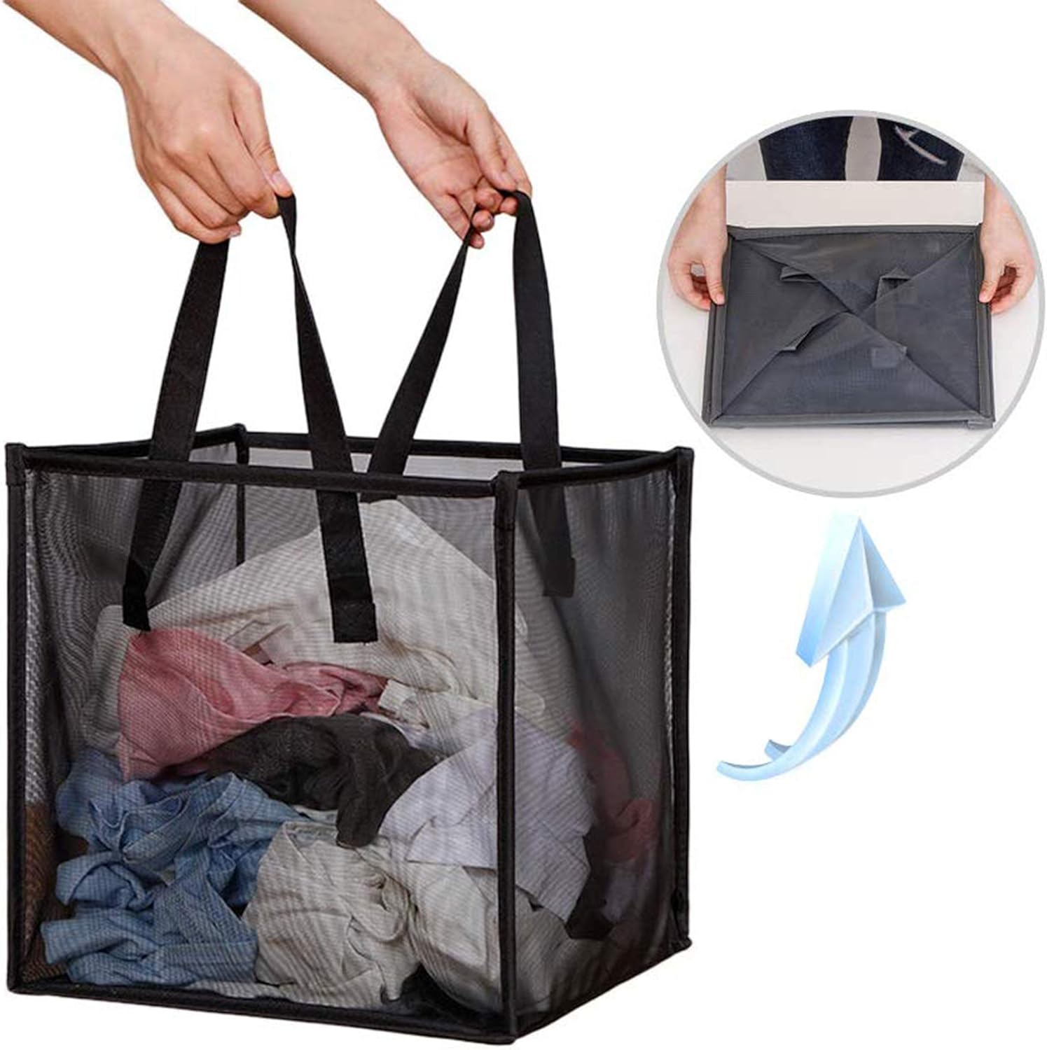 Mesh Popup Laundry Hamper with Handles,Portable Durable