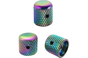 Guyker 3Pcs Guitar Potentiometer Knobs with 6mm (0.24") Dia. Shaft Pots - Iron Dome Control Knob Fits for Electric Bass Guitar (Rainbow Chameleon)
