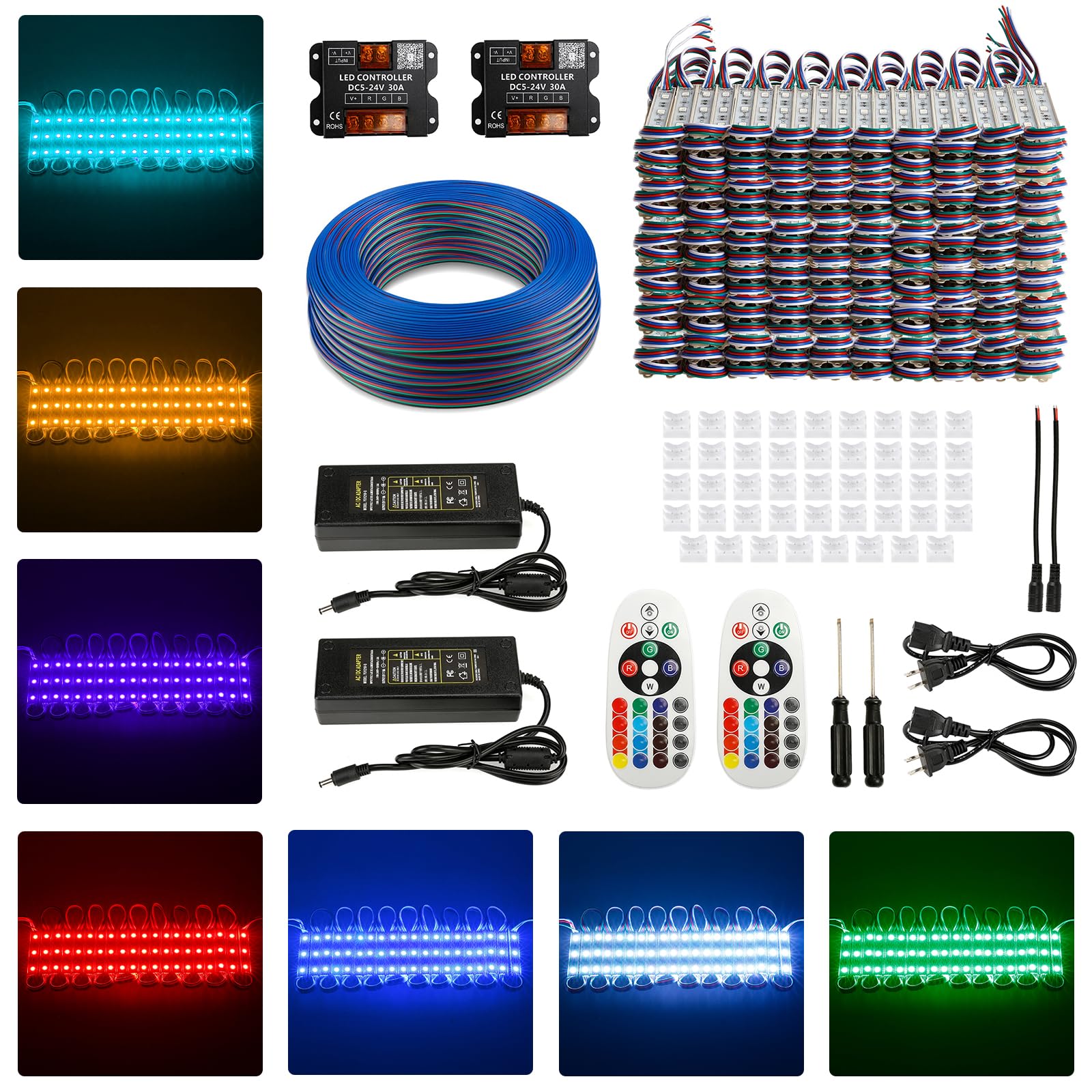 Photo 1 of IRONWALLS 2-Pack Storefront LED Lights for Business 100FT, 400PCS 3-LED Module Light 5050 SMD, Commercial RGB Storefront Outdoor LED Strip Lights Waterproof for Windows, Signs, Shopping Center