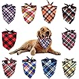 KUUQA 10 Pack Triangle Dog Bandanas, Plaid Bibs Scarf Washable and Adjustable Kerchief Set for Dogs Cats Pets