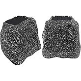 Herdio 4" Rock Bluetooth Speakers Outdoor Waterproof IPX7 Wireless Solar Max 160 Watt, TWS Connection Powered with Rechargeable Battery for Garden Patio Deck Pool Backyard（Black，1Pair）