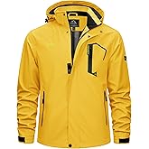 TACVASEN Men's Rain Jacket Lightweight Windbreaker with Hooded Water Resistant Outdoor Raincoat for Hiking Travel Camping