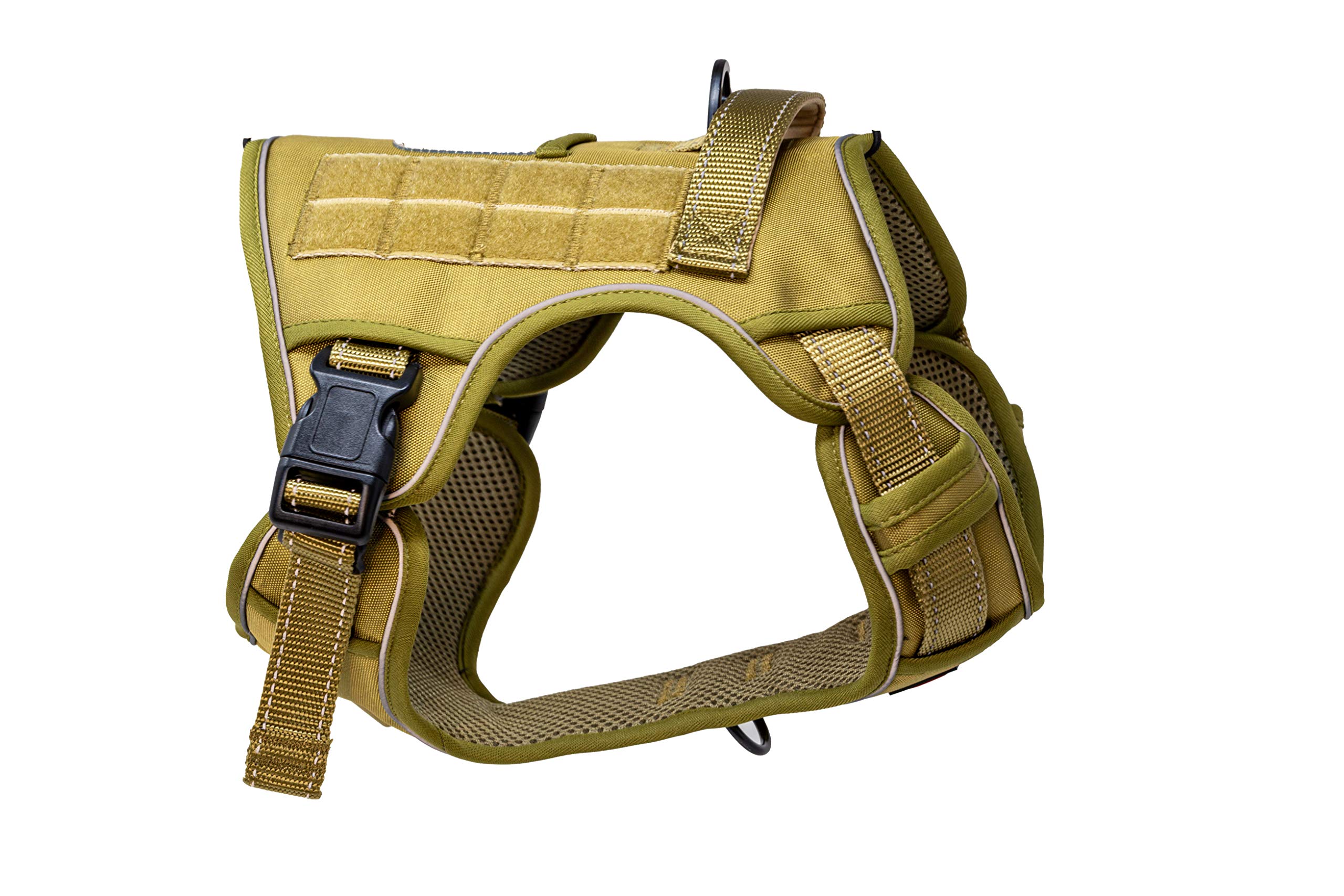 Verja Tactical Dog Harness No-Pull Adjustable Pet Harness Reflective K9 Working Training Pet Vest Military Service Dog Harness for Small Medium Large Dogs (XL(Neck:20-29",Chest:26-39"), Sand)