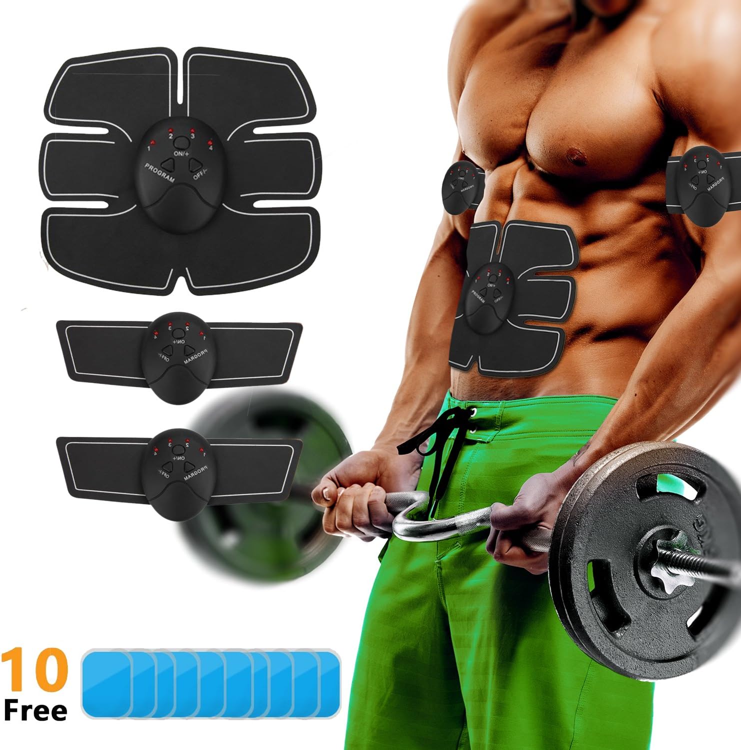 Glorious Future Abdominal Toning Belt,Muscle Toner,ABS Training Ab Belt Trainer Fitness Equipment with 10 Gel Pads for Abdomen/Arm/Leg for Men & Women Suitable Home Office & Outdoor