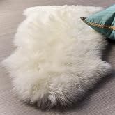 Genuine Sheepskin Rug & Chair Cover Ivory 2X3 Real Fur Throw for Bedroom | Pure Sheep Skin, Natural Sheepskin, Super Soft & F