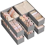 SONGMICS Drawer Organisers 12 Pack Foldable Fabric Storage Boxes Dove Grey