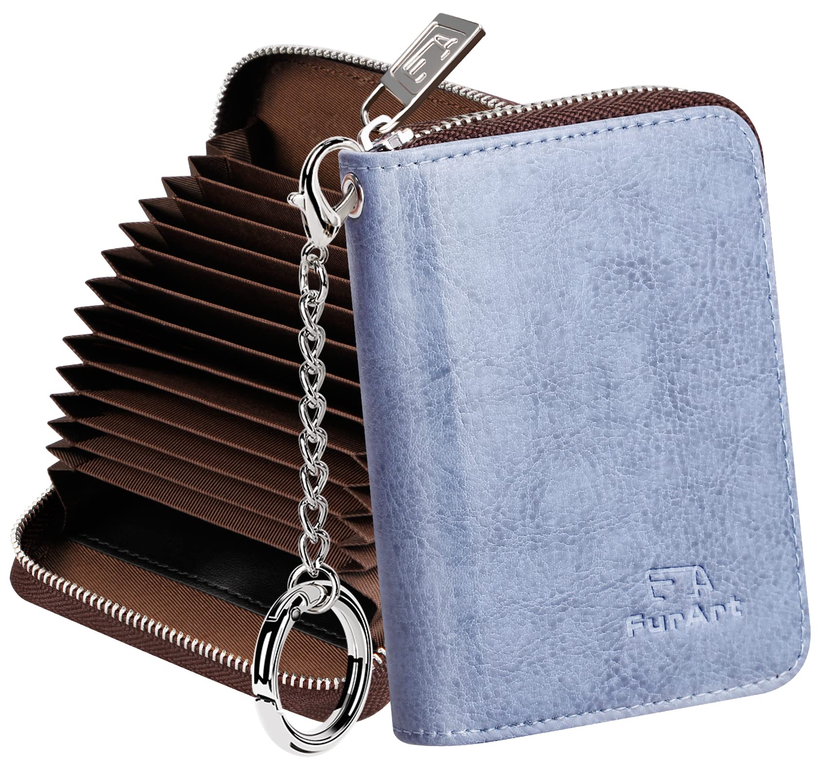 FurArt Credit Card Wallet, Zipper Card Cases Holder for Men Women, RFID Blocking, Keychain Wallet, Compact Size
