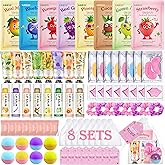80PCS Spa Party Supplies for Girls, Include Facial Masks, Lip Balm, Hand Cream, Under Eye Patches, Lip Mask, Foot Bath Bombs, Compressed Towels, Sleepover and Spa Birthday Party Supplies for Girls