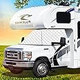 LATCH.IT RV Front Windshield Cover Class C | Front Motorhome, Trailer and Camper Windshield Cover w/Mirror Cutouts & Corner Bands | Compatible for Ford 1997‑2025 | RV Wind Shield Sunshade