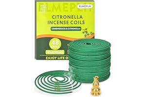ELMEPLH Citronella Incense Coil Outdoor - Each Burns for 5-7 Hours (Contains 48 coils & 2 Stands)