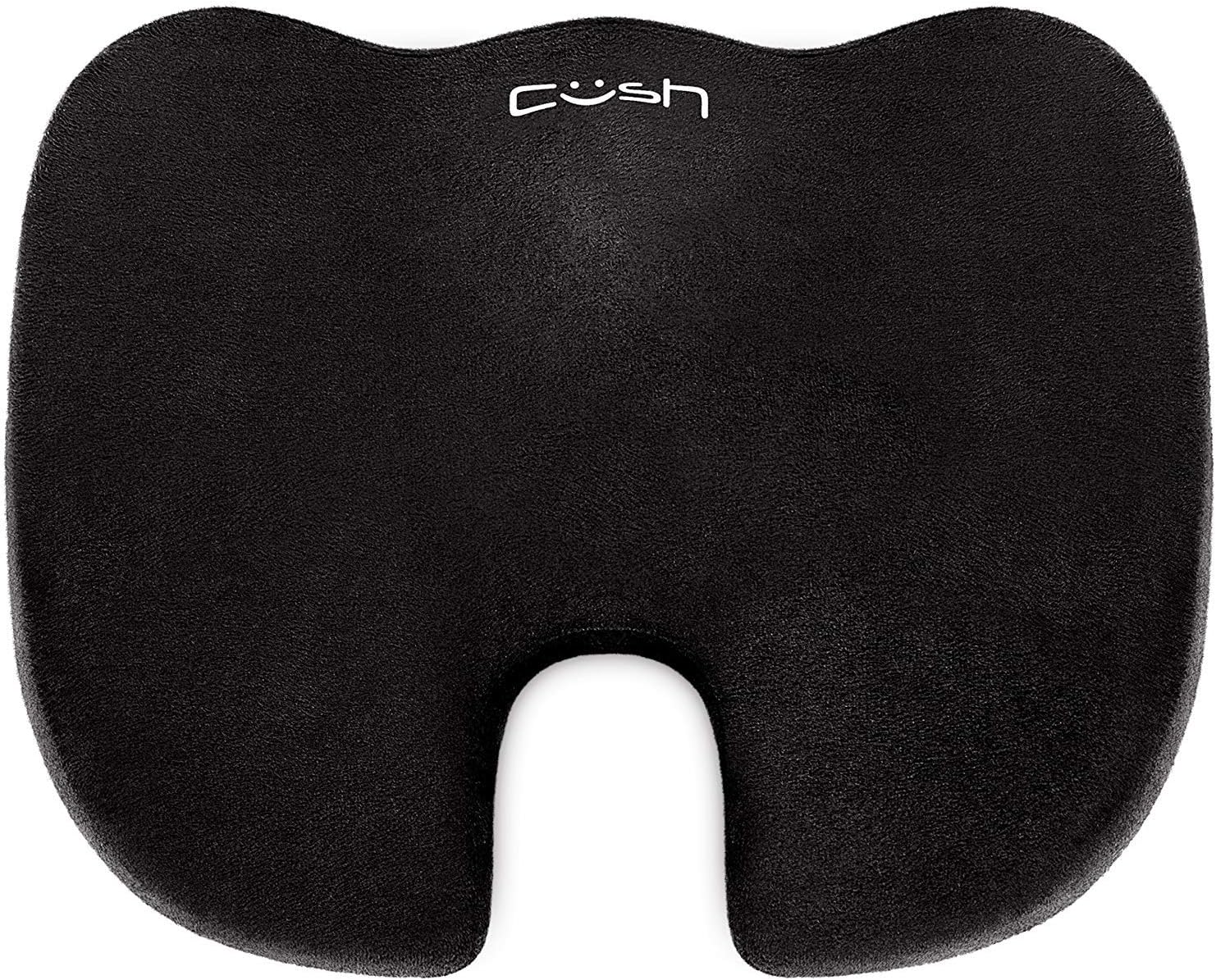 Cush Comfort Non-Slip Memory Foam Seat Cushion - Spinal Alignment Chair Pad for Relief from Sitting Back Pain (Standard 2017 Version)