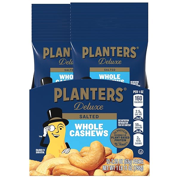 PLANTERS DELUXE CASHEWS, PARTY SNACKS, PLANT-BASED PROTEIN, 2.25...