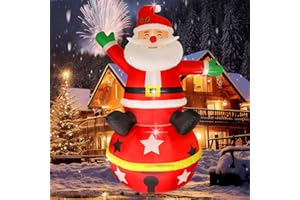 Fanshunlite 8FT Christmas Giant Inflatable LED Light Large Blow Up Yard Decorations for Home Garden Family Prop Lawn Holiday Indoor Decor, Bell Santa Claus