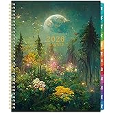 2026 Planner - 2026 Planner Weekly and Monthly, 9" x 11", Jan.2026 - Dec.2026, Planner 2026 Weekly and Monthly with Colorful Tabs, Strong Twin-wire, Back Pocket - Dreaming Moon