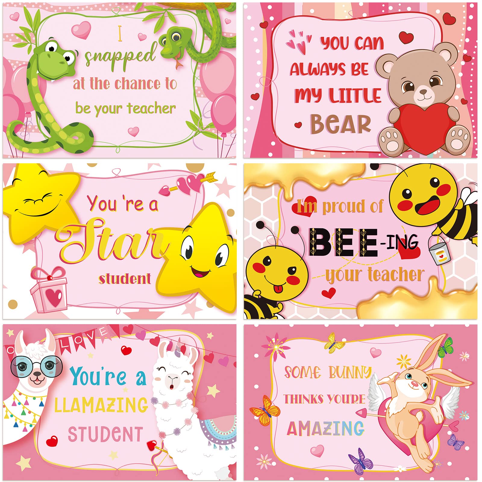 72 Pieces Teacher Valentines for Students, Blank Valentine Cards from Teacher to Students Cute Valentines Postcards for Students from Teacher, 4 x 6 Inch, Funny Fill in Notecards for Students Gifts