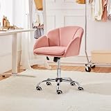 Yaheetech Pink Office Desk Chair Makeup Vanity Stool Modern Swivel Armchair view 4