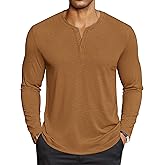 COOFANDY Men's Henley Shirts Long Sleeve Lightweight Button T-Shirt Casual Basic Tee Top