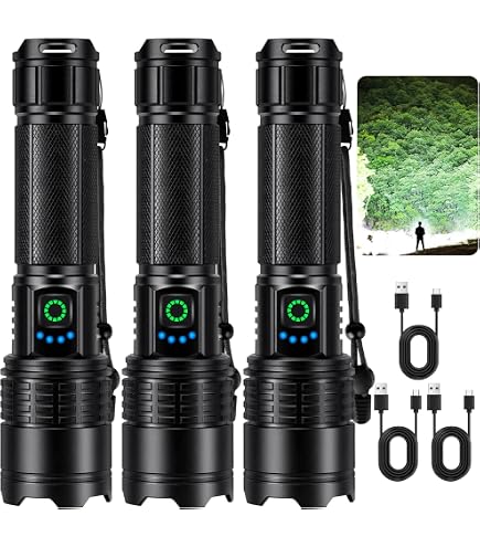 2 Pack Rechargeable Super Bright Flashlights - 99000 Lumens, 5 Modes, IPX7 Waterproof, 15H Runtime, Adjustable Beam