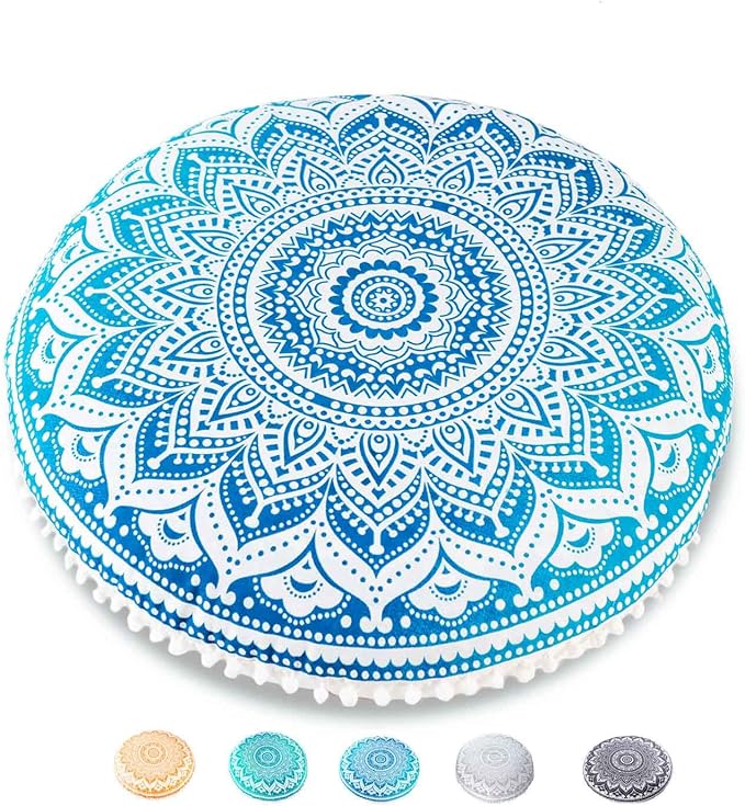 Mandala Life ART Böhmischer runder Kissenbezug - 75 cm - Akzentartikel