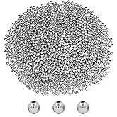 Looconi 1500pcs 4mm Smooth Round Beads Silver Spacer Loose Ball Beads for Bracelet Jewelry Making Craft