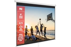 Pyle Manual Pull-Down Projector Screen - Universal 84-inch Roll-Down Retractable Manual Projection Screen w/ Auto-Locking, Ad