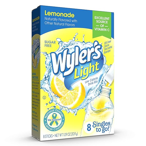 WYLER’S LIGHT SINGLES WATER DRINK MIX TO GO POWDER PACKETS, LEMONADE, 8 COUNT