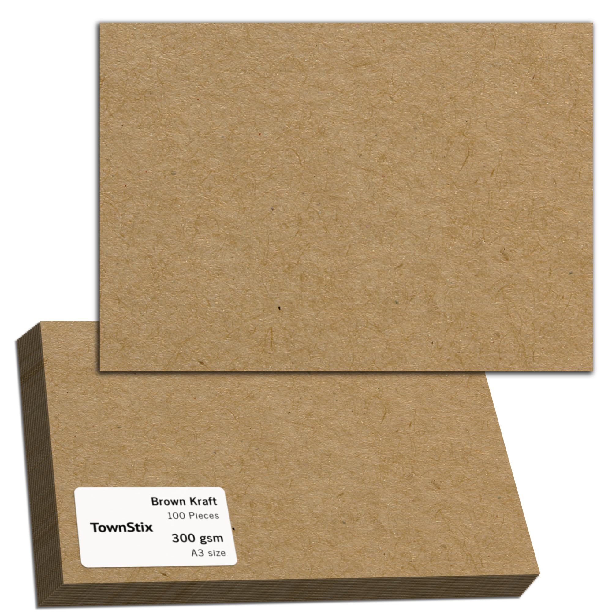 100 Sheets, 300gsm - A3 Brown Kraft Card, Thick Cardstock Craft Paper Cardboard