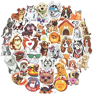 80pcs Waterproof Cute Dog Stickers for Laptop Water Bottle Luggage Guitar Vinyl Sticker Good Gift