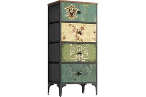 Nasonet 4 Drawers Dresser for Bedroom, Chest of Drawers with Wooden Top and Steel Frame, Storage Drawers for Closet, Living Room, Hallway, Entryway