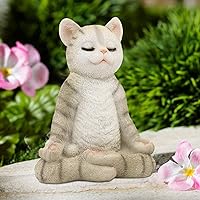 Qeeman Meditating Zen Garden Cat Statue Figurine,Indoor/Outdoor Garden Cat Sculpture for Home,Patio,Deck,Yard Art or Lawn Dec