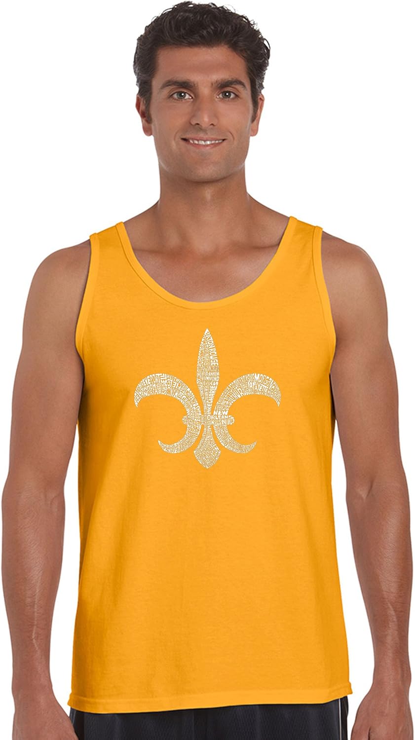 Men's Word Art Tank Top - Fleur DE LIS - Popular Louisiana Cities- LA Pop Art