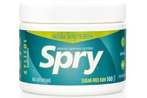 Spry Fresh Natural Xylitol Chewing Gum Dental Defense System - Aspartame-Free, Sugar-Free, Non-GMO, Gluten-Free (Wintergreen, 100 Count - Pack of 1)