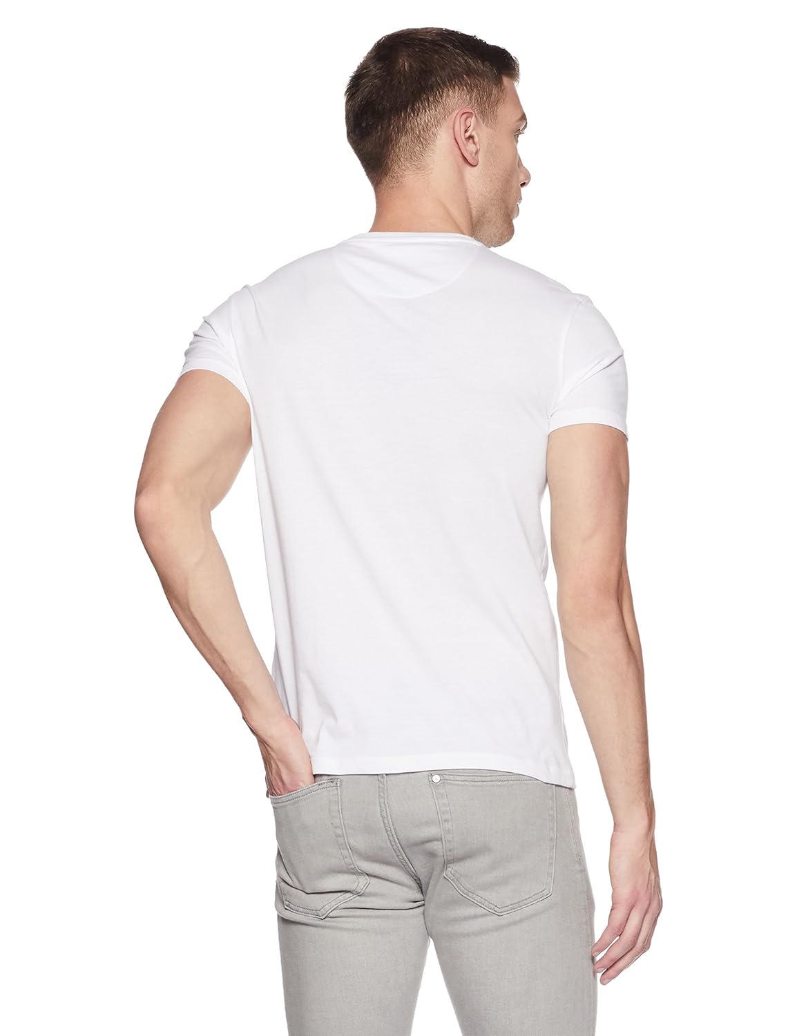 peter england men's solid slim fit t-shirt