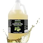 GreenIVe Castor Oil Organically Grown 100% Pure 128oz (1 Gallon) Bottle Cold Pressed, Hexane Free, Eyelash and Eybrow Growth Serum, Skin Moisturizer Detox and Wraps