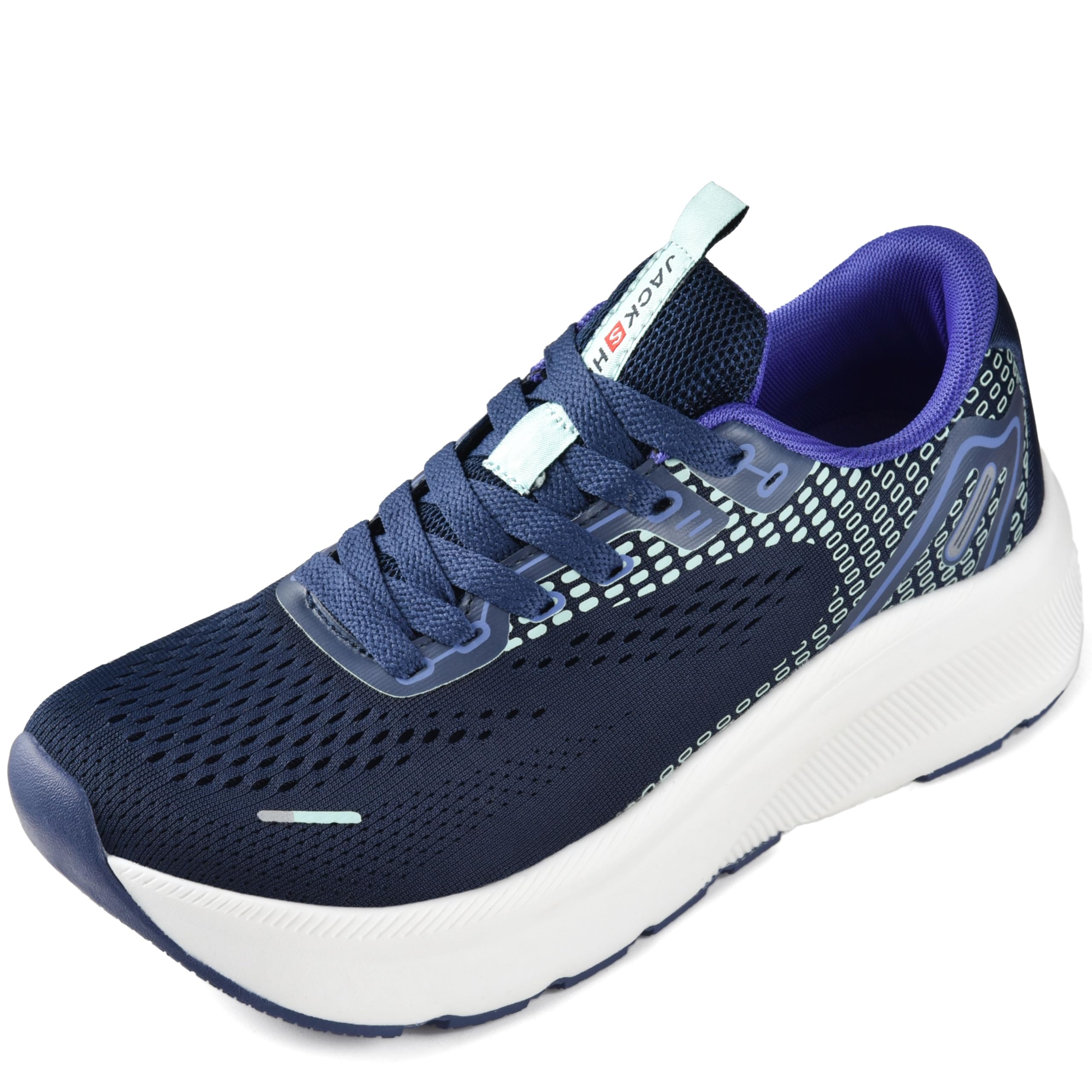 Photo 1 of JACKSHIBO Wide Toe Box Shoes Women Arch Support Wide Sneakers for Running Walking Athletic Tennis Orthopedic Plantar Fasciitis Workout with Thick Cushion Zero Drop Sole Width Shoes Blue