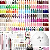 Peacecolor 83Pcs Gel Nail Polish Kit with U V Light and Drill, 56 Colors All Seasons Soak Off Gel Polish Set Cat Eye Gel with Matte/Glossy Glitter Base Top Coat Manicure Nail Kit Gifts for Women Girls